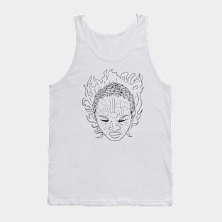 Scary Shaman Monster Horror Black Lineart Tank Top